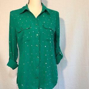 Kim Rogers Green Long Sleeve Blouse